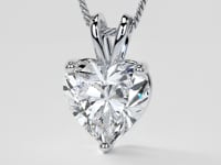 3.0Ct Heart Cut Solitaire Pendant With Diamond Cut Cable Chain in 14K White Gold