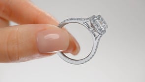 Asscher Cut Halo Engagement Ring With Accents