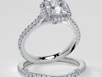 Asscher Cut Halo Engagement Ring With Accents