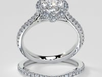 Heart Cut Halo Style Trio Wedding Set With Accents