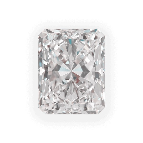 Radiant cut diamond on a white background
