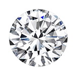Round diamond with a clear cut on a white background