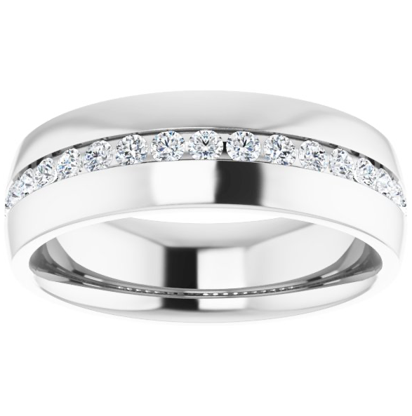 14K Rose or White Gold - 3/8 CTW Lab Grown Diamond Band - 6mm Wide