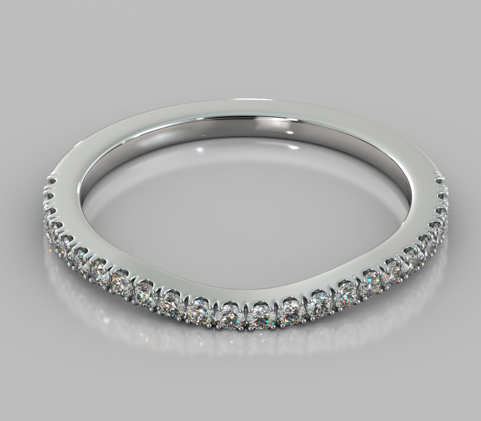 Wedding Band With Accents For Halo Style Ring