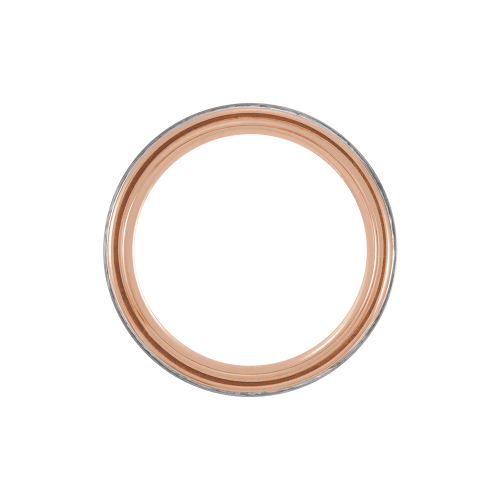 18K Rose Gold PVD Tungsten 8 mm Grooved Band