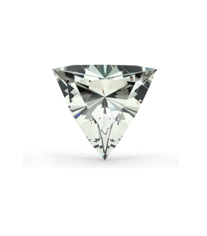 Triangular cut diamond on a white background