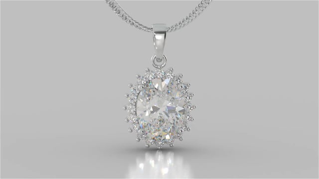 3.3CT Oval Cut Halo Pendant