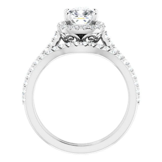 2.80CTW Cushion Cut Tulipset-Halo Lab Grown Diamond Engagement Ring