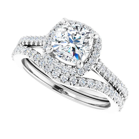 2.80CTW Cushion Cut Tulipset-Halo Lab Grown Diamond Engagement Ring