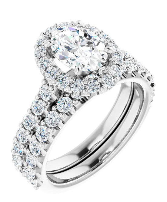 2.31CTW Oval Cut Halo Lab Grown Diamond Engagement Ring